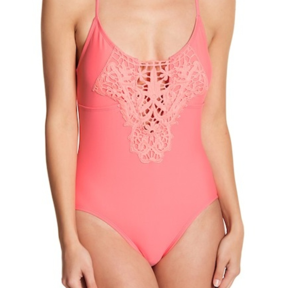 Marilyn Monroe Swim Crochet Lace Applique One Piec